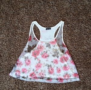 Sheer Sequin Floral Tank